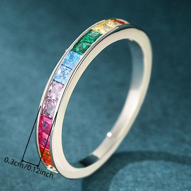Copper Ring with Colorful Zirconia Inlay for Pride Month
